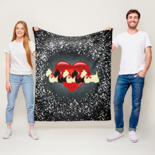 Scottish Terrier, black/wheaten,heart,snow, silver Fleece Blanket