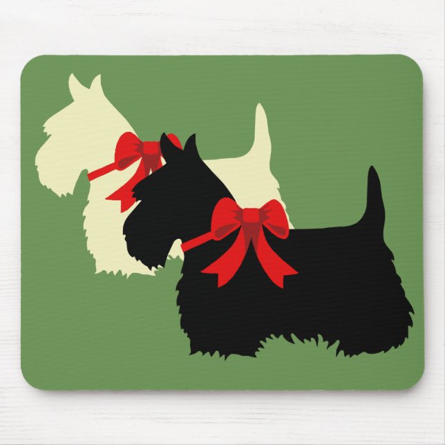 Scottish Terrier black/wheaten silhouette plaid Mouse Mat (Front)