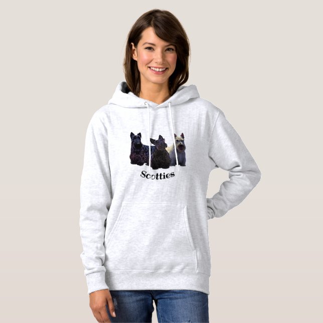 Scottish Terrier black/wheaten, sitting/standing Hoodie (Front Full)