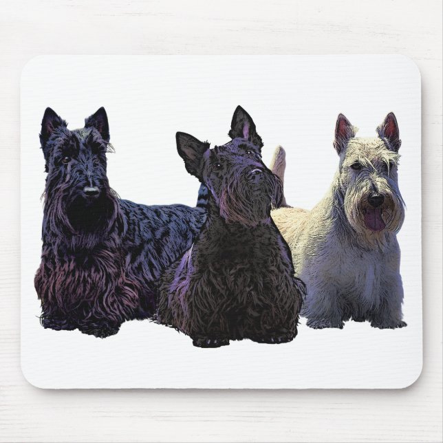 Scottish Terrier black/wheaten trio, black dog Mouse Mat (Front)