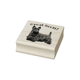 Scottish Terrier, black/white, Great Scott! Rubber Stamp