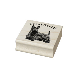 Scottish Terrier, black/white, Great Scott! Rubber Stamp