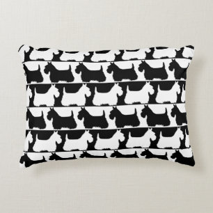 Scottish Terrier black/white stripe, Highland dog Decorative Cushion
