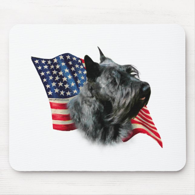Scottish Terrier (blk) Flag Mouse Mat (Front)