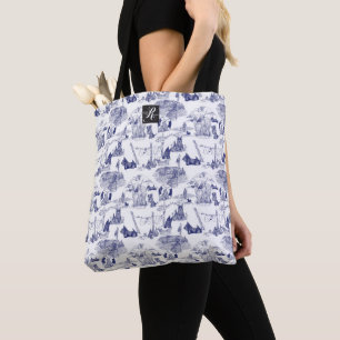 SCOTTISH Terrier Blue Toile Tote Bag