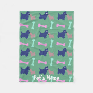 Scottish Terrier Bones Personalised Dog Blanket 1