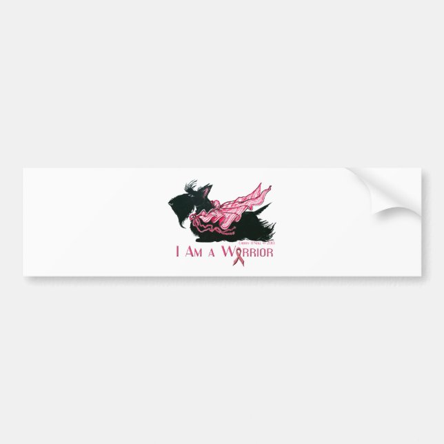 Scottish Terrier Breast Cancer Warrior Bumper Sticker (Front)