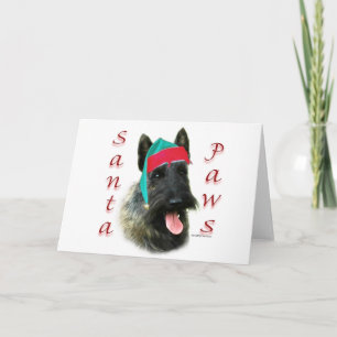 Scottish Terrier (brindle) Santa Paws Holiday Card