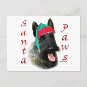Scottish Terrier (brindle) Santa Paws Holiday Postcard