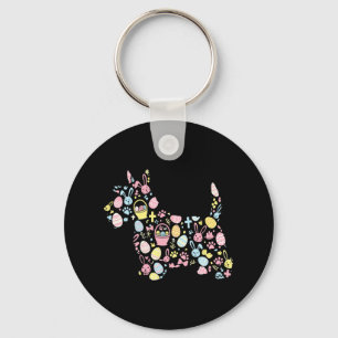 Scottish Terrier Bunny Easter Egg Easter Day Women Key Ring