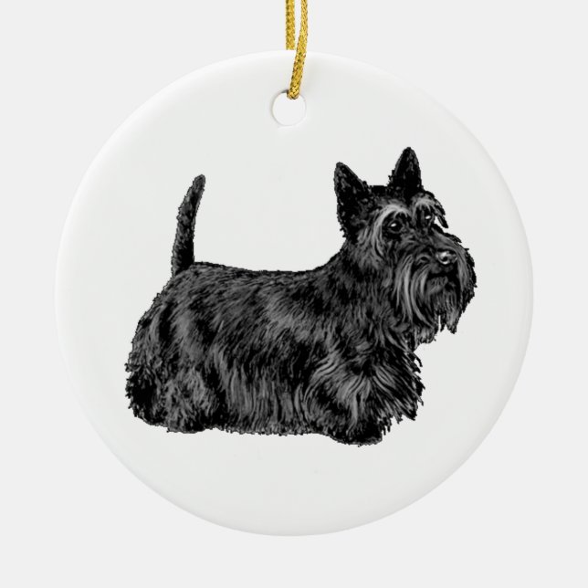 Scottish Terrier Ceramic Tree Decoration (Front)