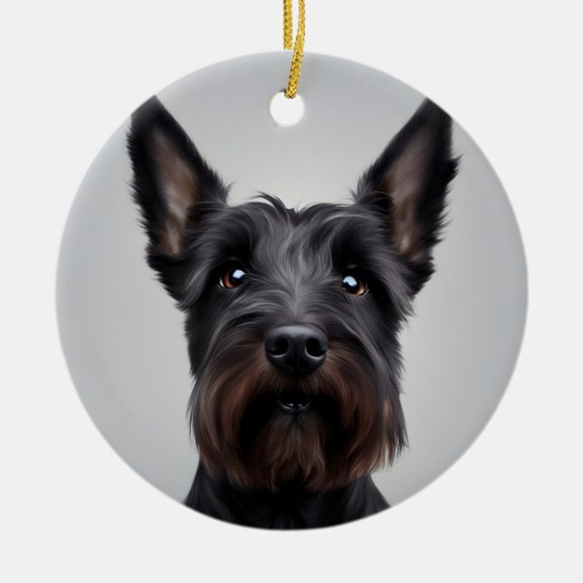 Scottish Terrier Ceramic Tree Decoration (Front)