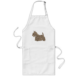 Scottish Terrier Cheetah Print Long Apron