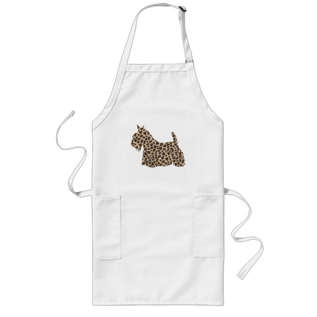 Scottish Terrier Cheetah Print Long Apron (Front)