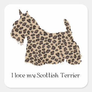 Scottish Terrier Cheetah Print Square Sticker
