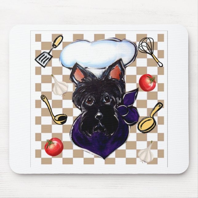 SCOTTISH TERRIER CHEF MOUSE MAT (Front)