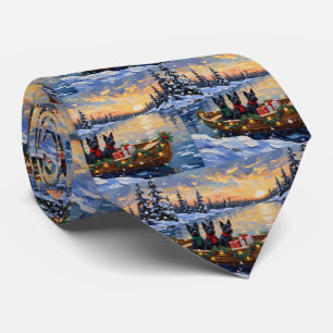 Scottish Terrier Christmas Boat Holiday Tie