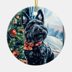 Scottish Terrier Christmas Ceramic Tree Decoration