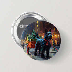 Scottish Terrier Christmas Festive Season 6 Cm Round Badge