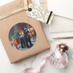 Scottish Terrier Christmas Festive Season  Classic Round Sticker