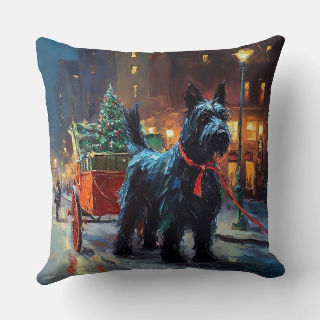 Scottish Terrier Christmas Festive Season  Cushion (Back)