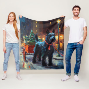 Scottish Terrier Christmas Festive Season  Fleece Blanket