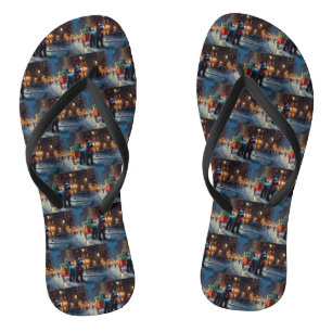 Scottish Terrier Christmas Festive Season  Flip Flops