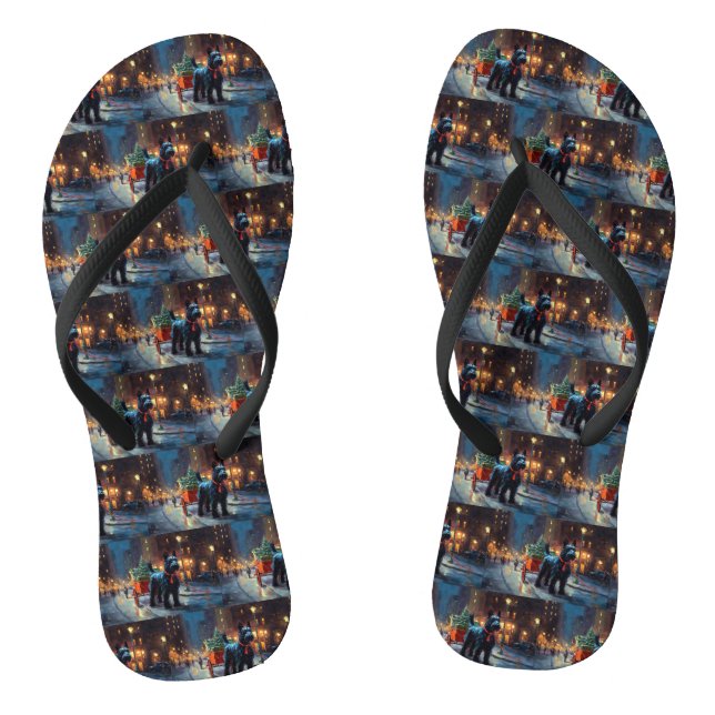Scottish Terrier Christmas Festive Season  Flip Flops (Footbed)