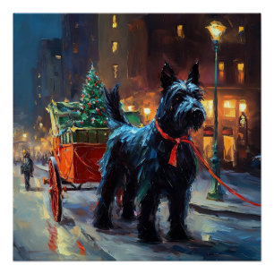 Scottish Terrier Christmas Festive Season  Poster