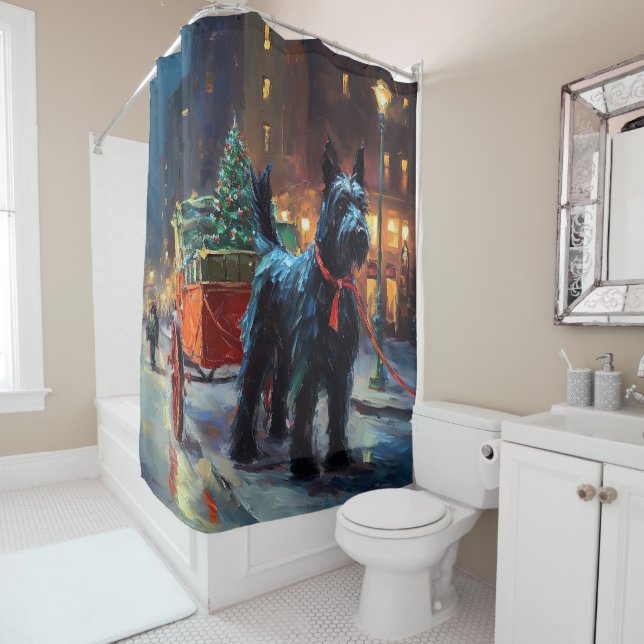 Scottish Terrier Christmas Festive Season  Shower Curtain (In Situ)