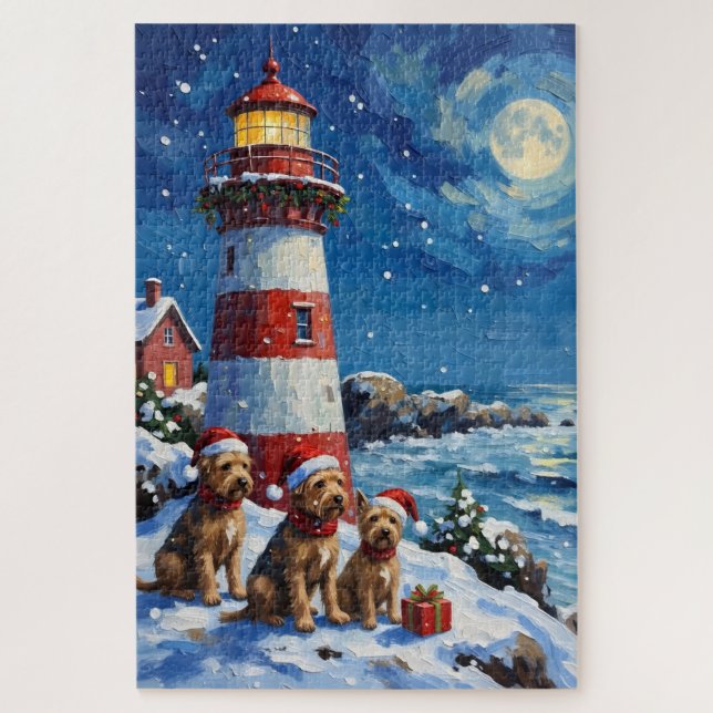 Scottish Terrier Christmas Lighthouse Holiday Jigsaw Puzzle (Vertical)