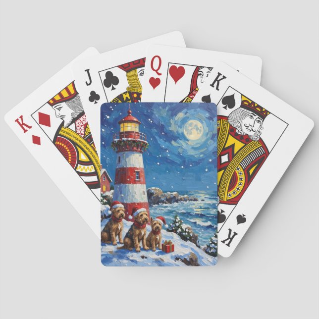 Scottish Terrier Christmas Lighthouse Holiday Playing Cards (Back)