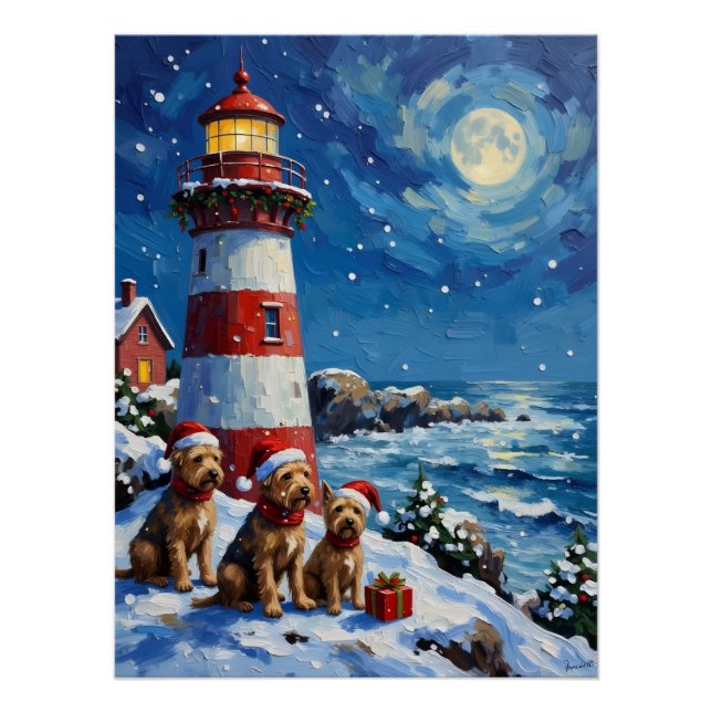 Scottish Terrier Christmas Lighthouse Holiday Poster (Front)