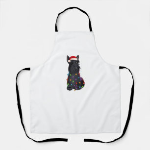 Scottish Terrier Christmas Lights Xmas Dog Lover R Apron