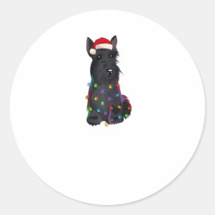 Scottish Terrier Christmas Lights Xmas Dog Lover R Classic Round Sticker