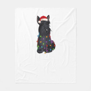Scottish Terrier Christmas Lights Xmas Dog Lover R Fleece Blanket