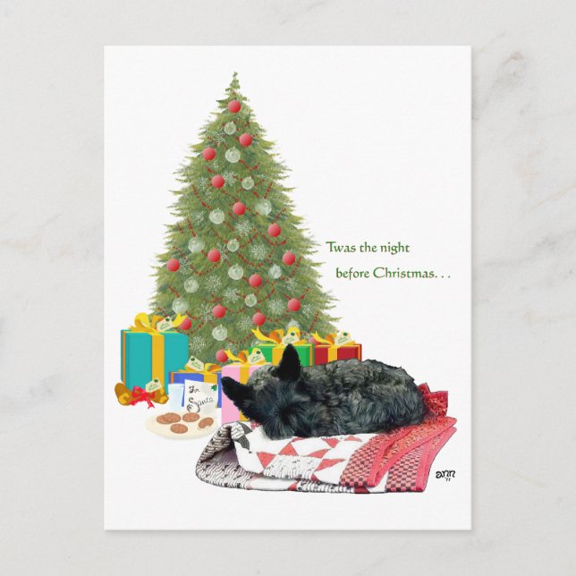 Scottish Terrier Christmas Nap Holiday Postcard (Front)
