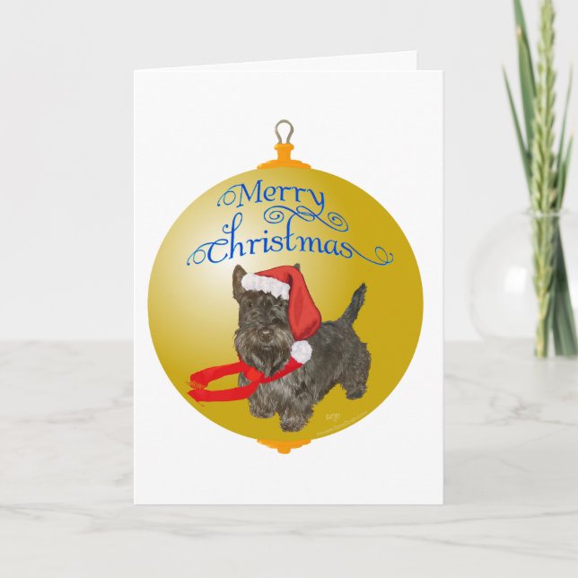 Scottish Terrier Christmas Ornament Holiday Card (Front)