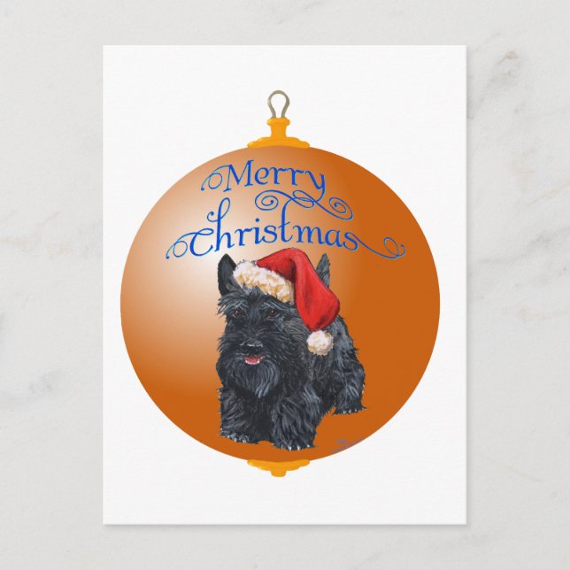 Scottish Terrier Christmas Ornament Holiday Postcard (Front)