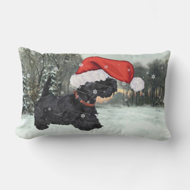 Scottish Terrier Christmas Pillow (Front)