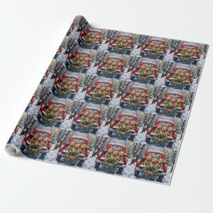 Scottish Terrier Christmas Red Truck Holiday Wrapping Paper