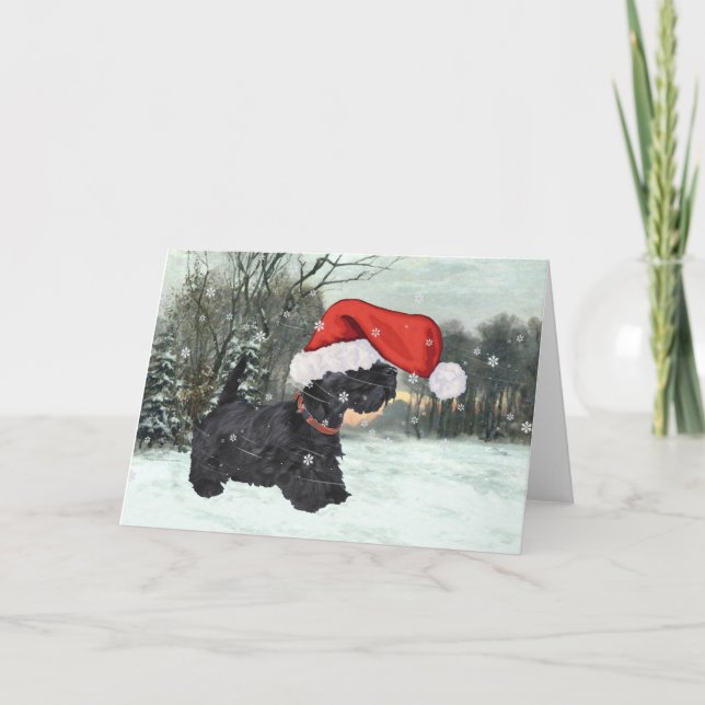 Scottish Terrier Christmas Snow Holiday Card (Front)