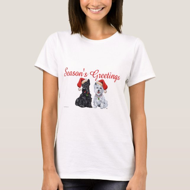 Scottish Terrier Christmas T-Shirt (Front)