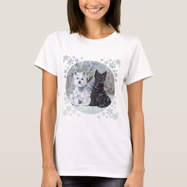 Scottish Terrier Christmas T-Shirt (Front)