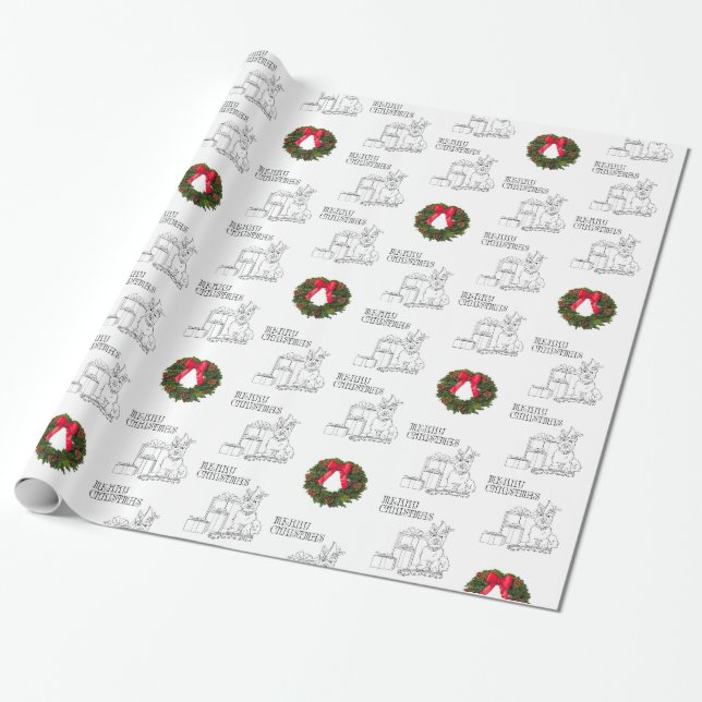 Scottish Terrier Christmas Wrapping Paper (Unrolled)
