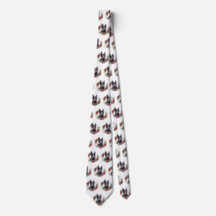 Scottish Terrier Christmas Wreath Festive Pup  Tie