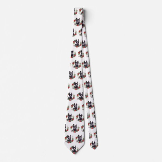 Scottish Terrier Christmas Wreath Festive Pup  Tie (Front)
