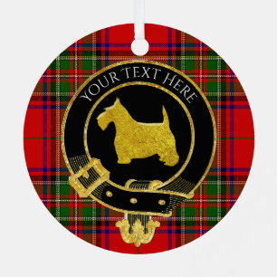 Scottish Terrier Clan Crest Tartan Metal Tree Decoration