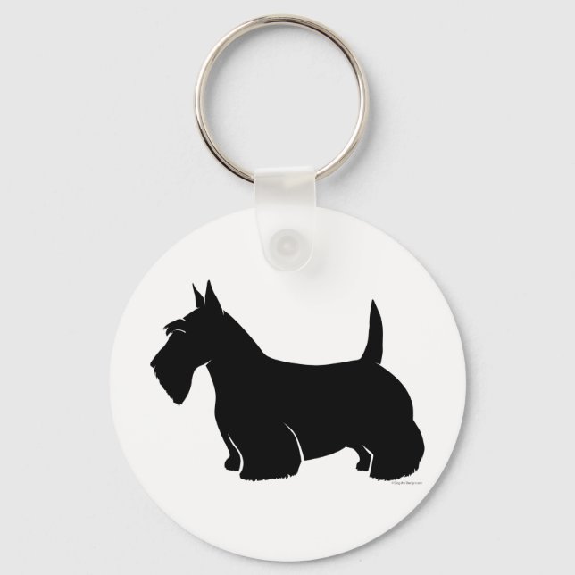 Scottish Terrier Classic Silhouette Key Ring (Front)