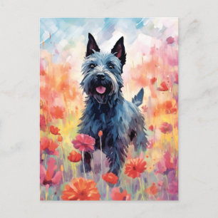 Scottish Terrier colourful watercolor artwork Postcard